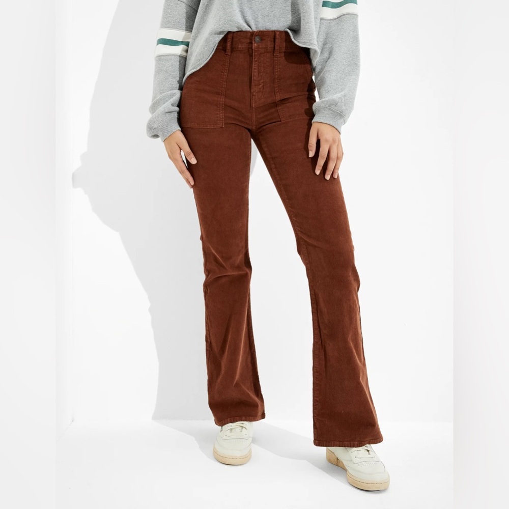 🌸American Eagle Outfitters Tan Corduroy High-Waisted Flare Pants